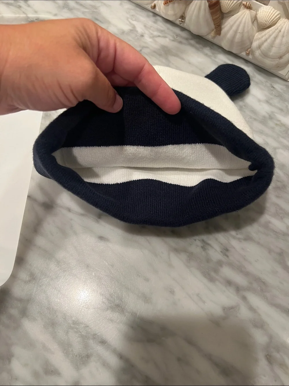 Uniqlo Kids Panda Beanie Hat - Navy & White